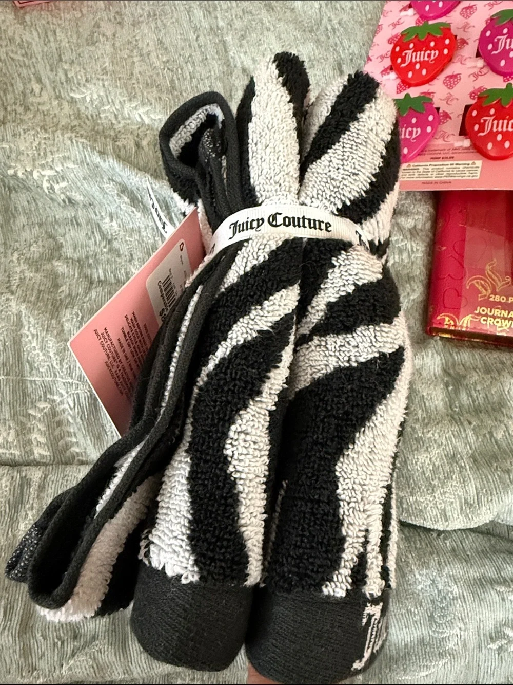 Juicy Couture Black & White Zebra Stripe Hand Towels - 2 Pack